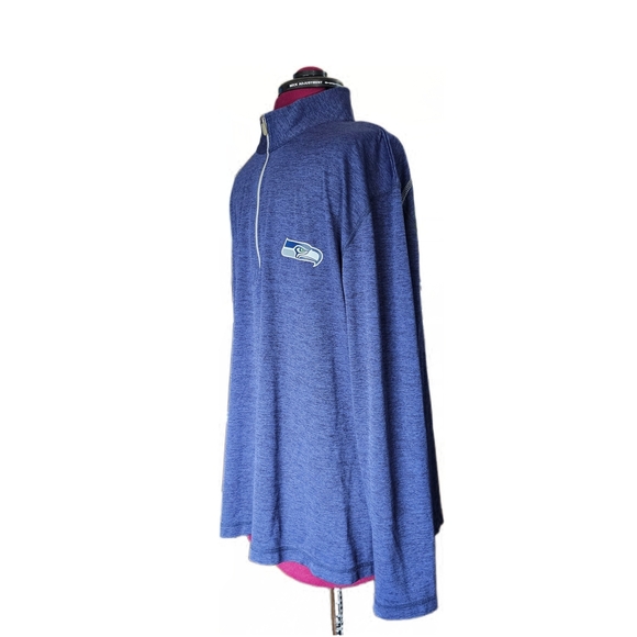 Seattle Seahawks NFL Team Apparel Heather Blue 1/4 Zip Pullover Shirt Men's XL - Picture 3 of 12